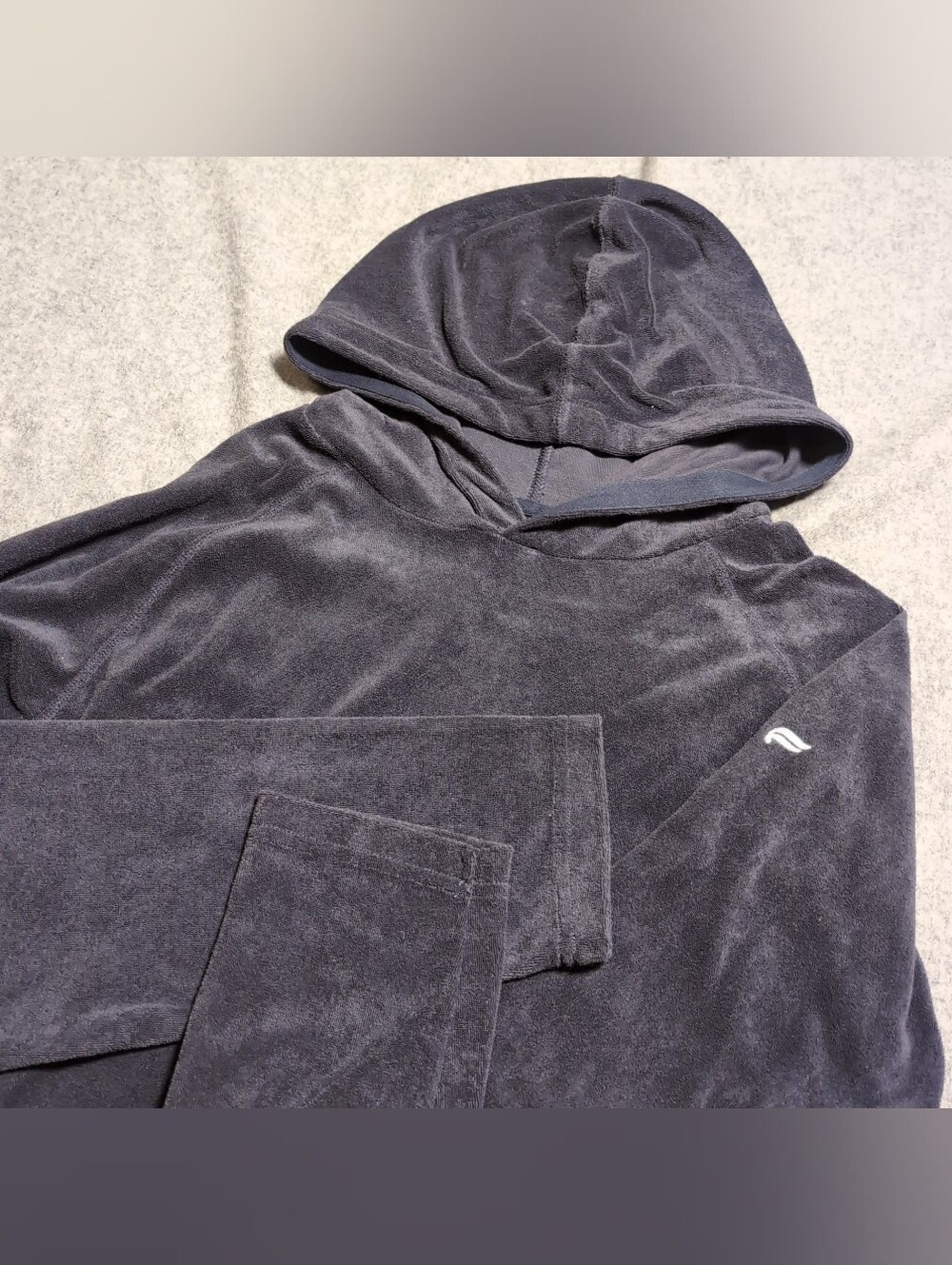 Fabletics XL Gray Velour Toweling Cozy Hoodie Sweater Loungewear Streetwear Gym